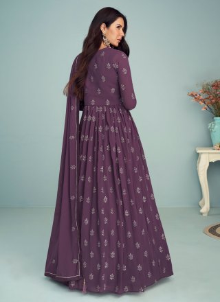 Purple Ceremonial Georgette Readymade Anarkali Salwar Suit