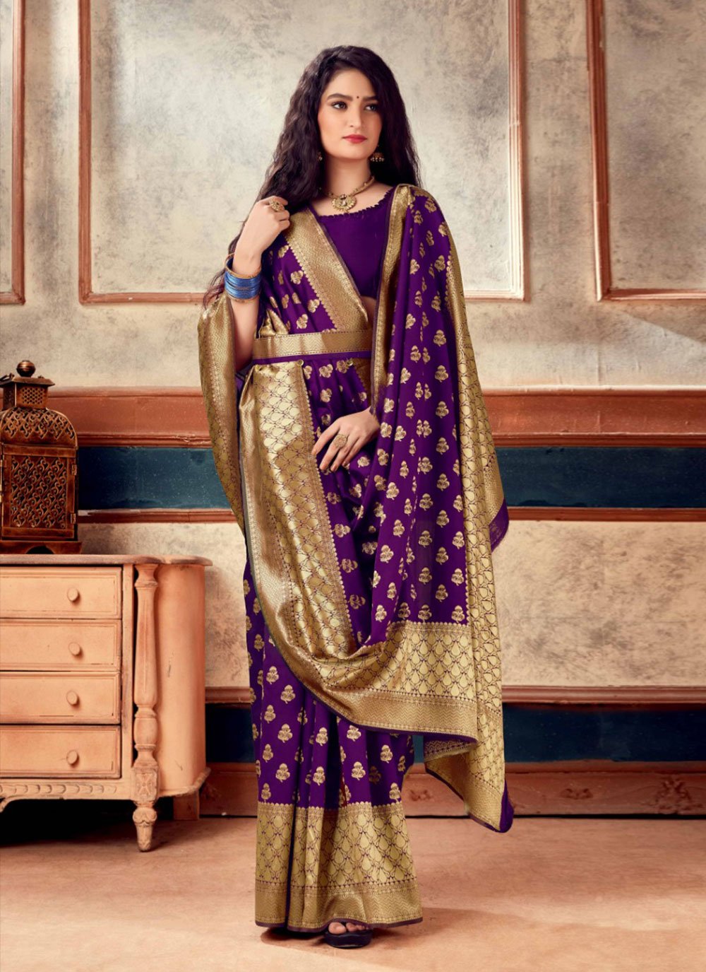Purple Ceremonial Traditional Designer Saree