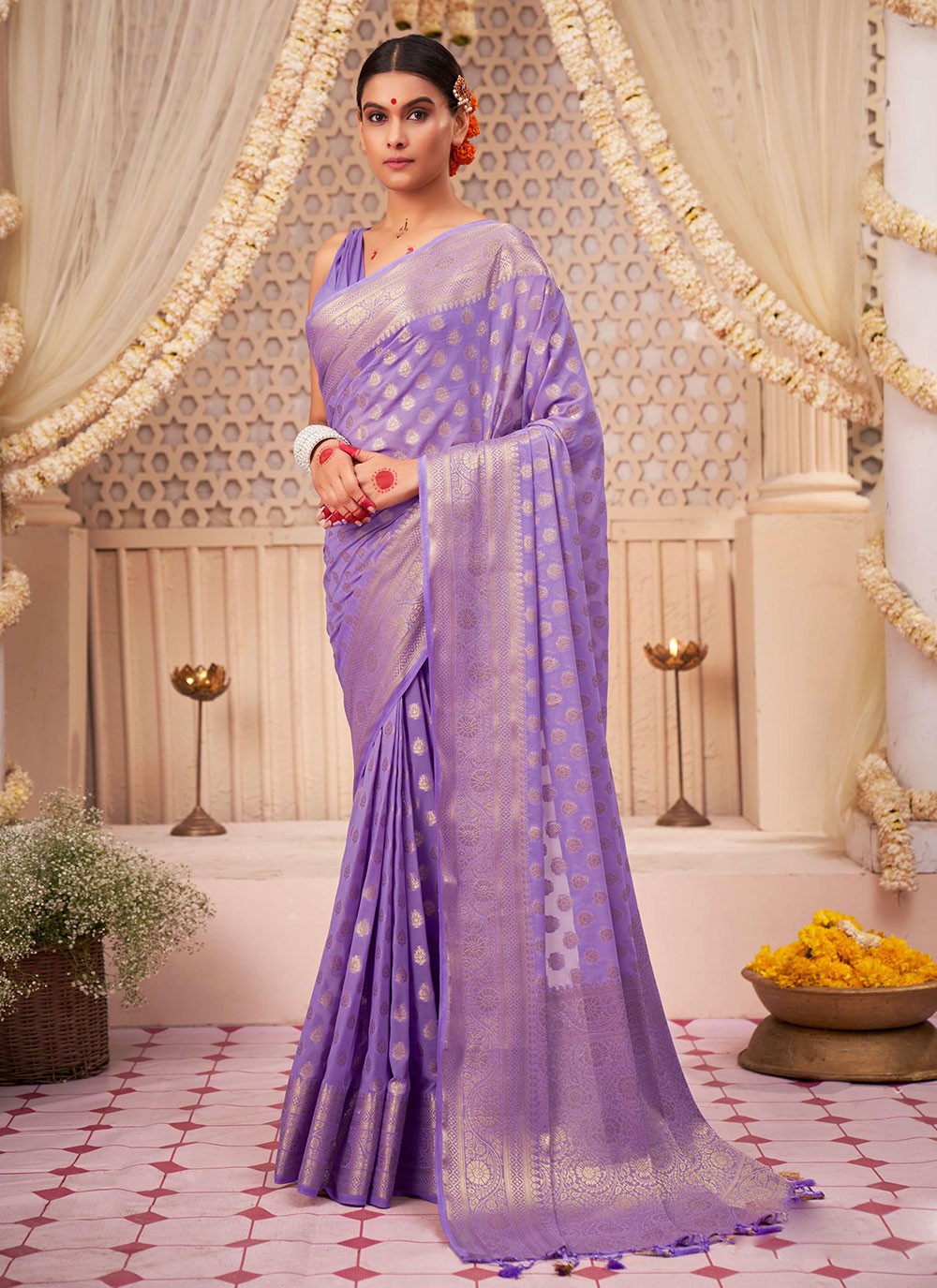 Light Purple Saree Look | 3d-mon.com