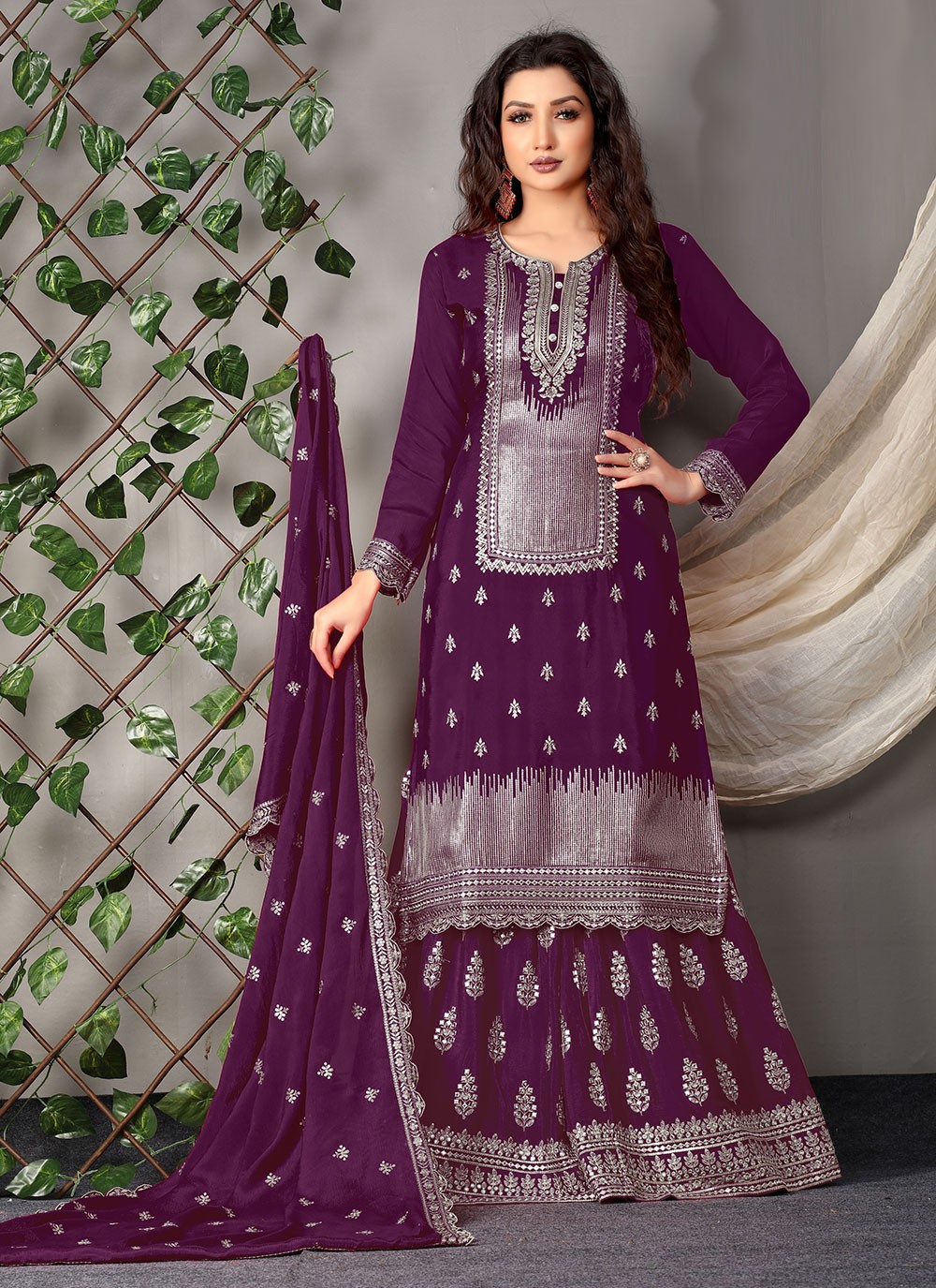 Purple Designer Pakistani Suit