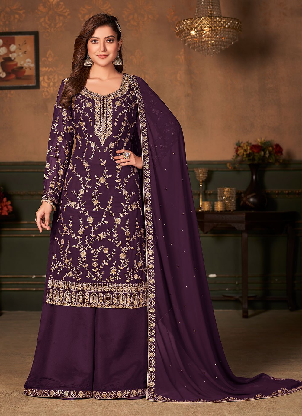 Purple Designer Palazzo Salwar Suit