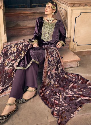 Purple Embroidered Salwar Suit