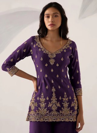 Purple Faux Georgette Salwar Suit