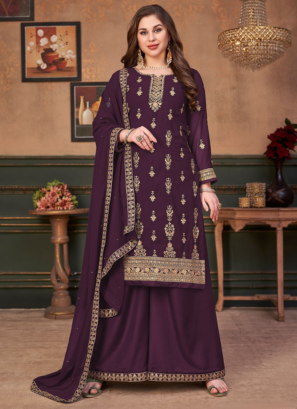 Purple Festival Faux Georgette Designer Pakistani Salwar Suit
