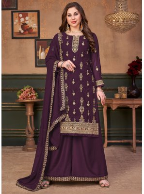 Purple Festival Faux Georgette Designer Pakistani Salwar Suit