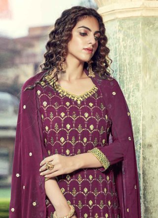 Purple Festival Faux Georgette Designer Pakistani Suit