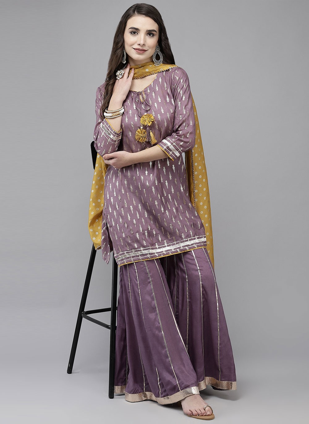 Purple Festival Silk Blend Designer Palazzo Salwar Kameez