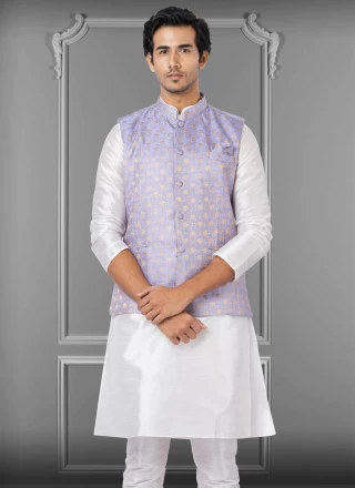 Purple Linen Nehru Jackets