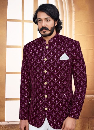 Purple Mirror Jodhpuri Suit