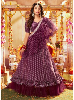 Purple Sequins Layered Lehenga Choli