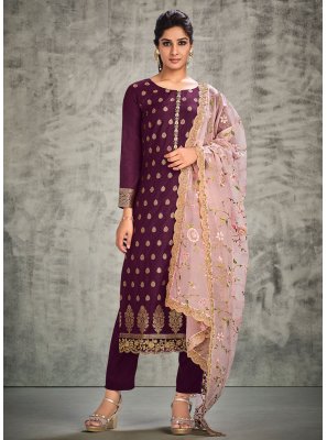 Purple Silk Party Salwar Suit