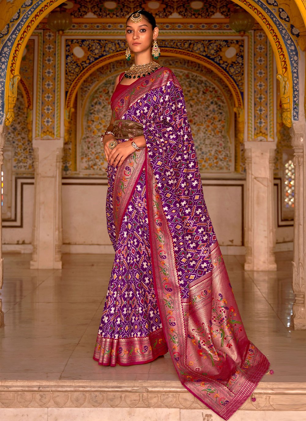 purple colour wedding saree