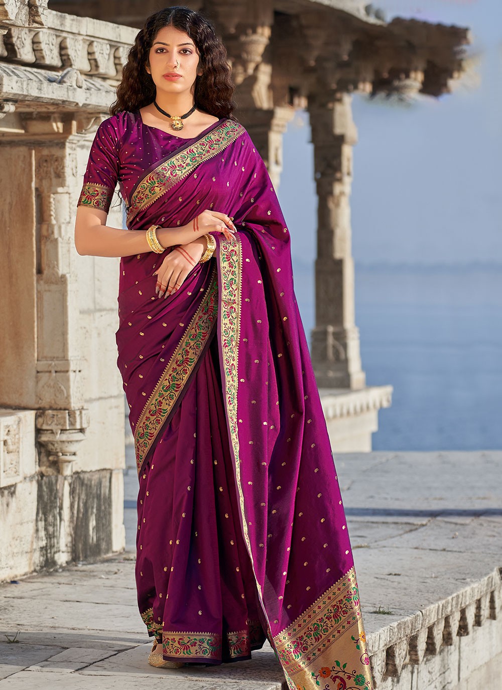 Purple Weaving Banarasi Silk Classic Saree