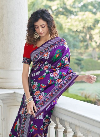 Purple Weaving Designer Traditional Saree