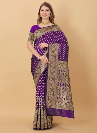 Purple Weaving Kanchipuram Silk Classic Saree
