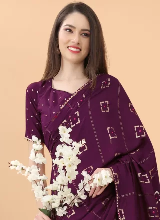 Purple Weaving Mehndi Contemporary Saree
