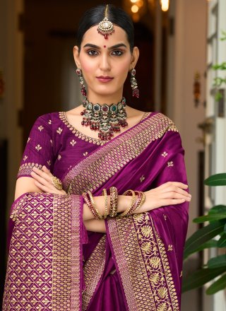 Purple Zari Silk Designer Saree