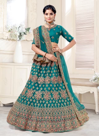 Buy Reception Wear Rama Green Art Silk Sequins Work Lehenga Choli Online  From Surat Wholesale Shop.