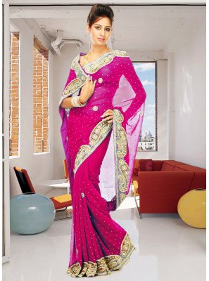 Rani Color Contemporary Saree