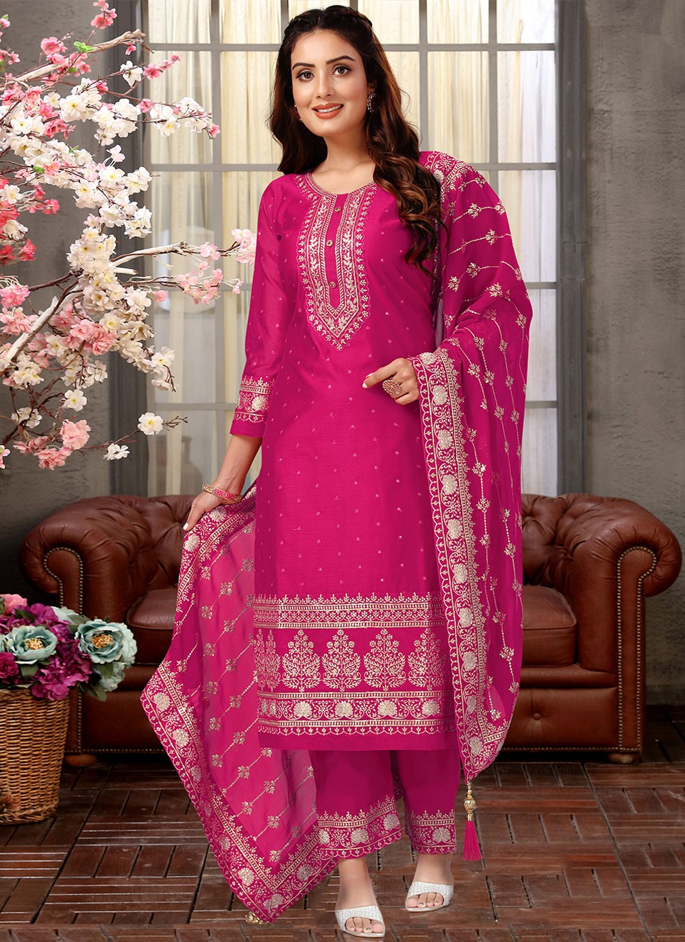 Rani Embroidered Trendy Salwar Suit