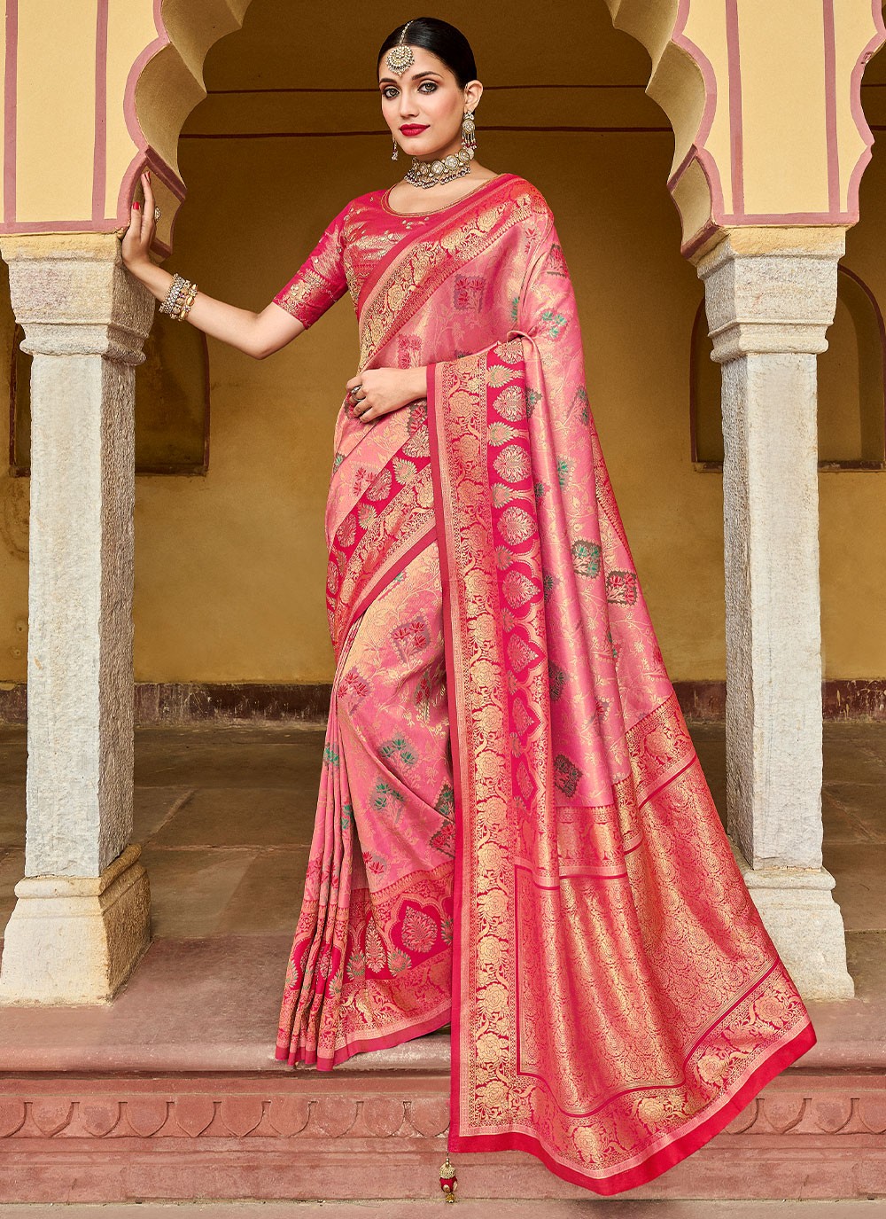 Buy Online Rani Engagement Kanjivaram Silk Classic Saree : 240546