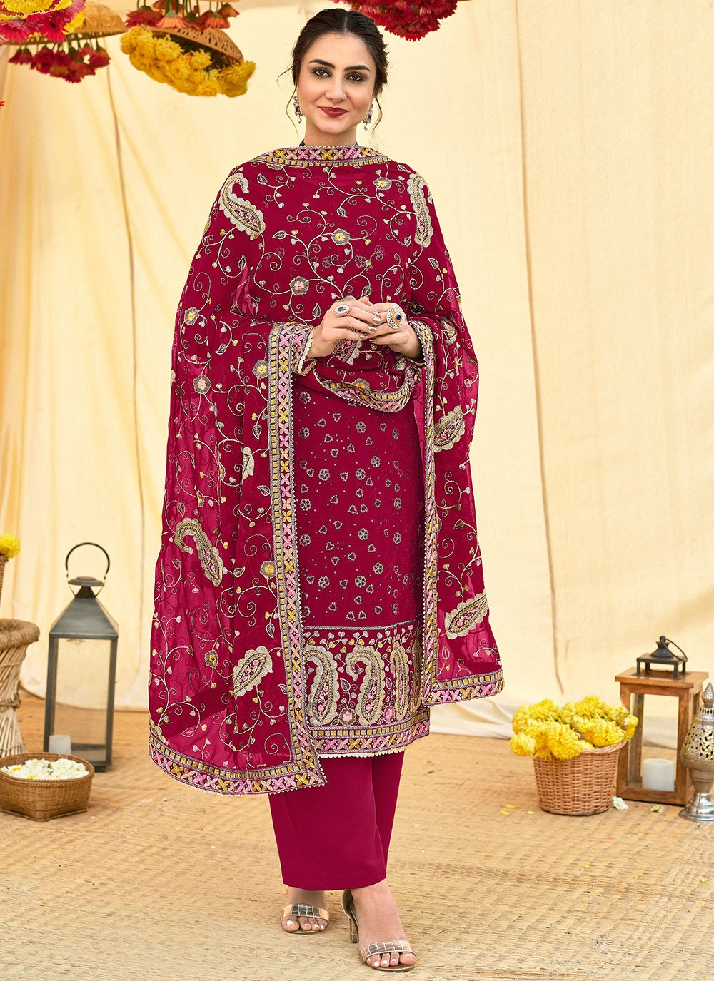 Rani Resham Fancy Fabric Designer Pakistani Salwar Suit