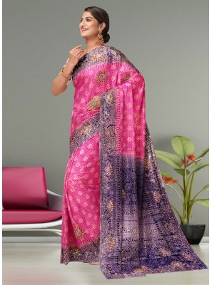 Raw Silk Pink Weaving Saree