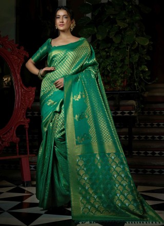 Raw Silk Rama Designer Traditional Saree