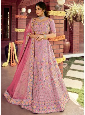 Raw Silk Sequins Pink Lehenga Choli