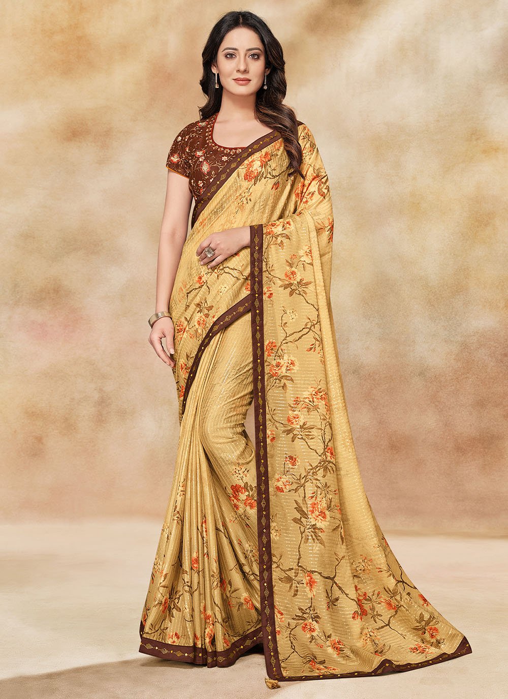 Raw Silk Yellow Contemporary Style Saree