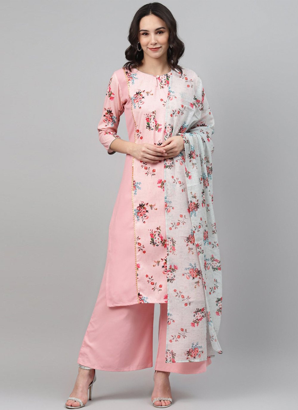 Rayon Designer Palazzo Suit in Pink