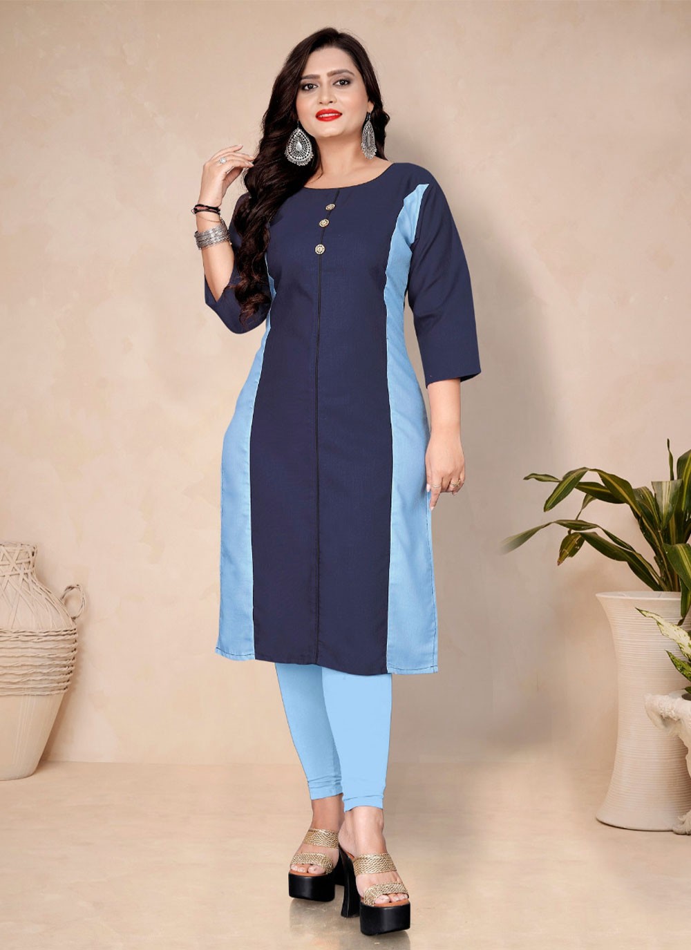 Buy Online Rayon Plain Designer Kurti 227190 Kurtis