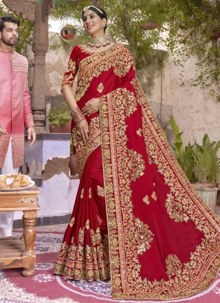 Red Art Silk Wedding Contemporary Saree