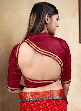 Red Banglori Silk Designer Blouse