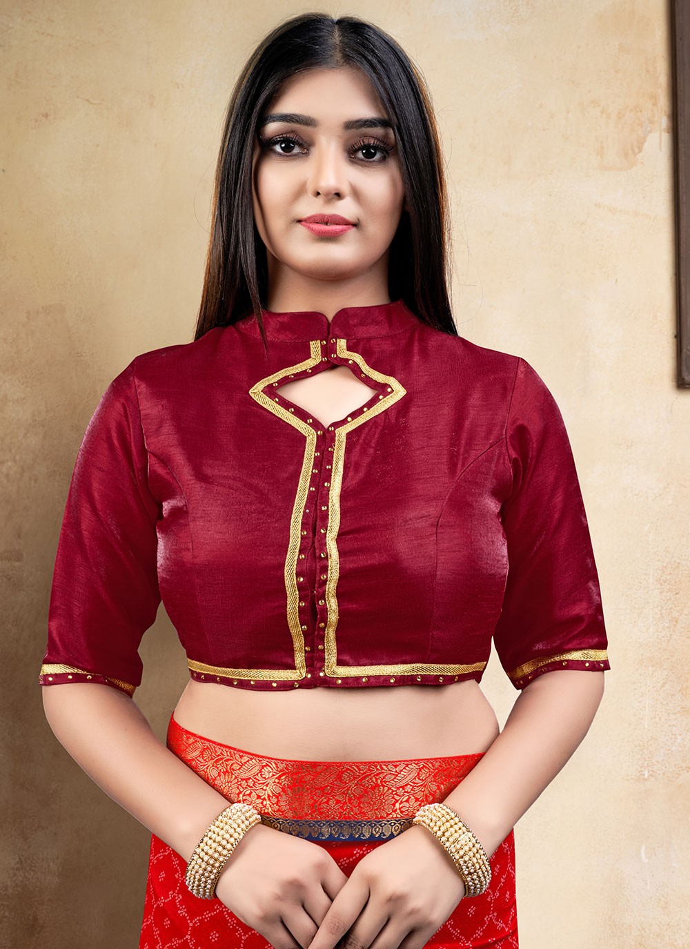 Buy Red Banglori Silk Designer Blouse Online : 220751 