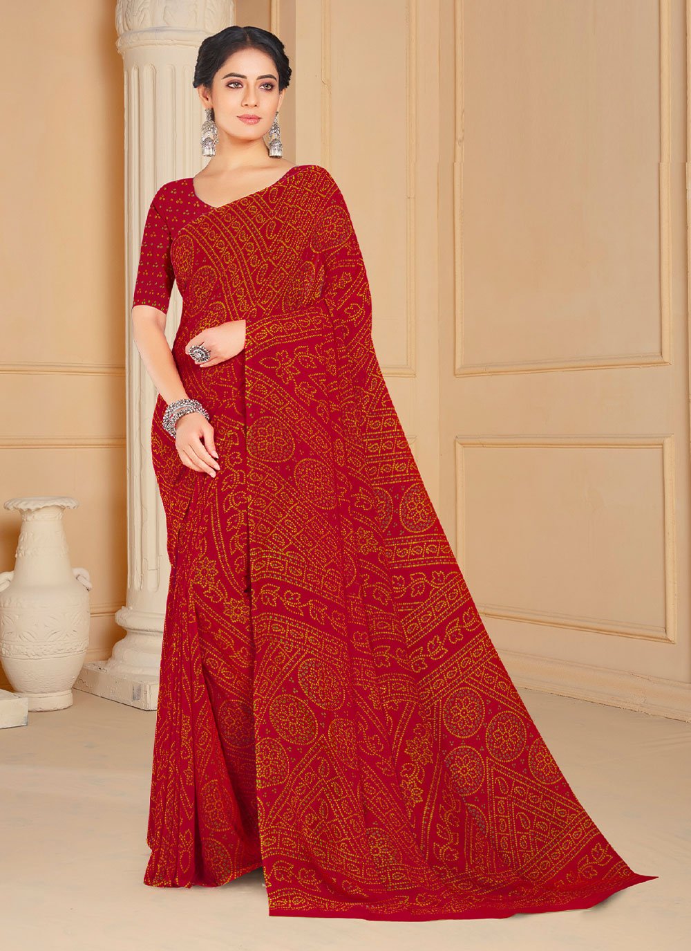 Red Casual Weight Less Traditional Saree