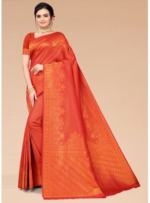 Red Color Classic Saree