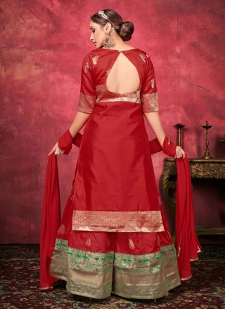 Red Color Palazzo Salwar Suit