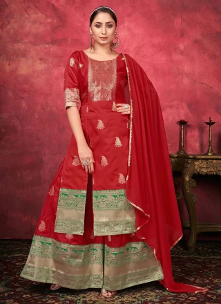 Red Color Palazzo Salwar Suit