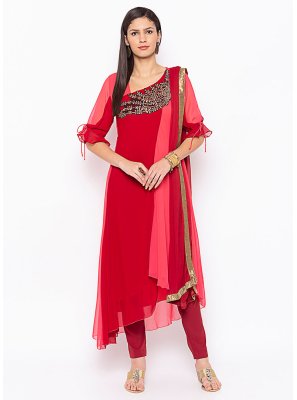 Red Color Trendy Salwar Suit