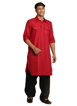 Red Cotton Kurta Pyjama