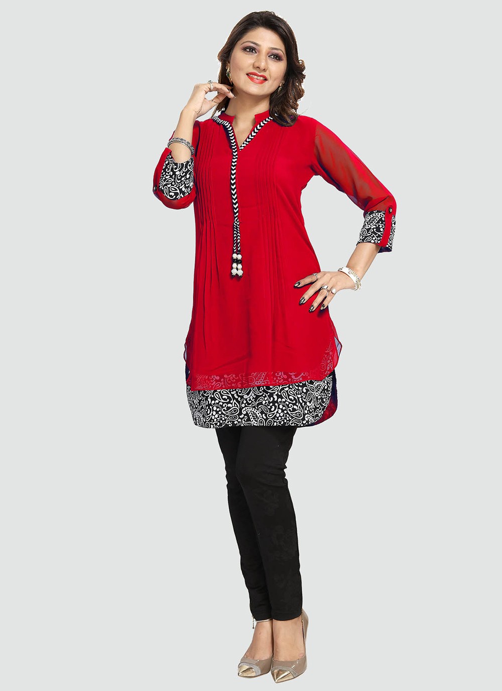 Red Engagement Casual Kurti