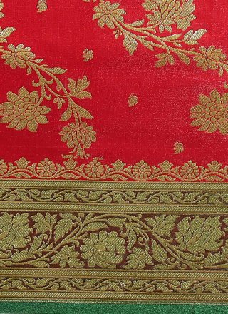 Red Festival Banarasi Silk Designer Traditional Saree