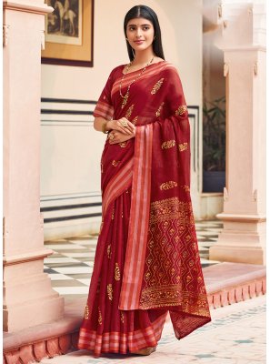 Red Festival Traditional Saree