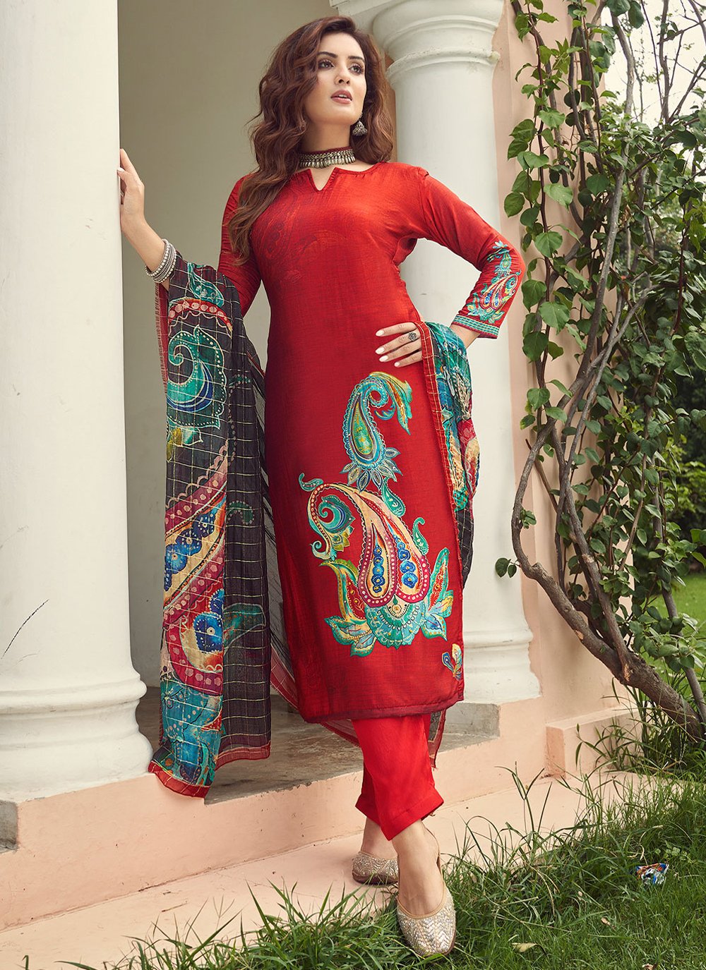 Red Festival Trendy Salwar Suit