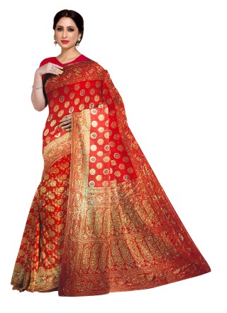 Red Kanjivaram Silk Embroidered Traditional Designer Saree