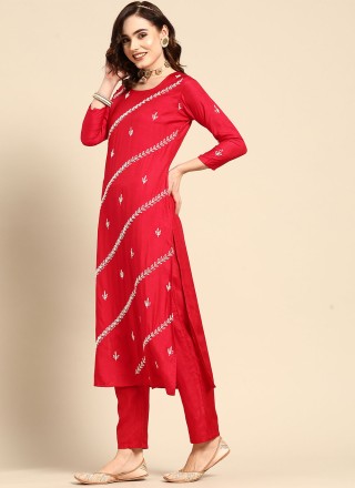 Red Muslin Party Salwar Suit