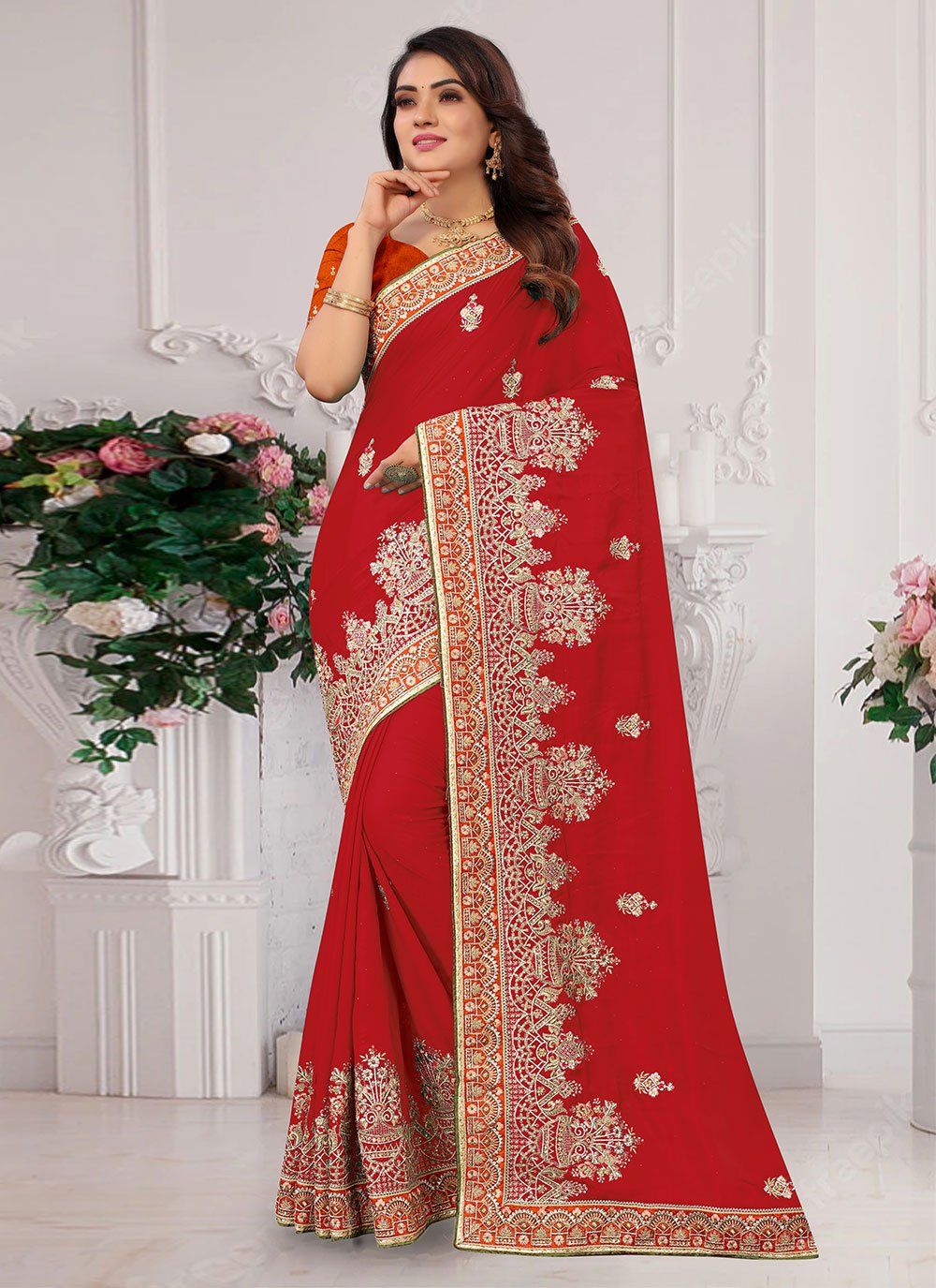 Buy Red Party Classic Saree Online