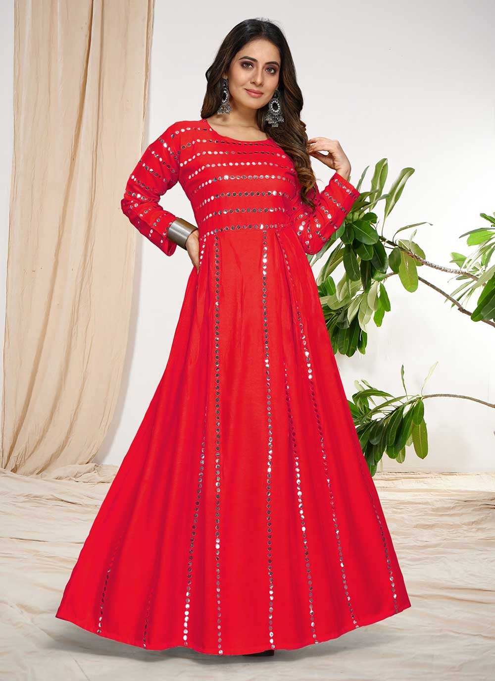 Red Party Floor Length Trendy Gown