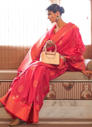 Red Silk Designer Traditional Saree